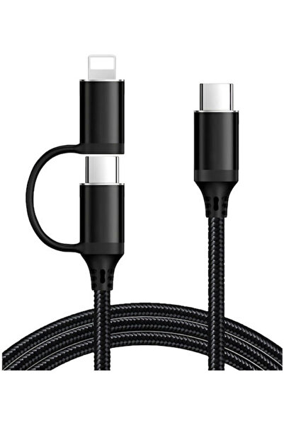 LUVLU Cablu de încărcare rapidă USB-C 2-în-1, maxim 60W, USB-C la USB-C și Li...
