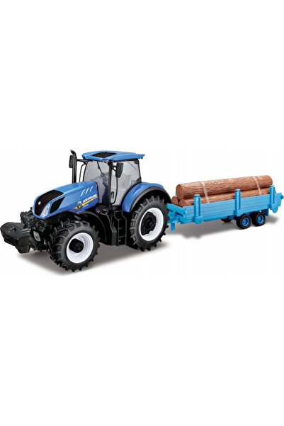 BBURAGO New Holland T7HD cu remorcă pentru bușteni, model de camion la scară ...