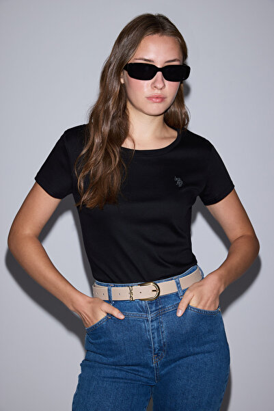 U.S. Polo Assn. Kadın Siyah Bisiklet Yaka Basic Tişört 50324899-VR046