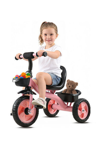 KidLe Tricycles for Kids, Bike with Storage Basket, Adjustable Seat and Push ...