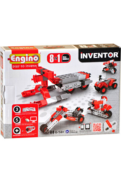 Engino Jucărie de construcție din plastic Inventor, Modele 8 în 1, Motociclet...