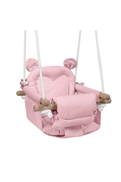 Tulano Leagan textil din lemn pentru copii Hop 30 Pink cu centura de sigurant...