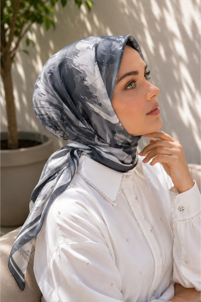 EBRUTESETTÜR Pastel Flower Pattern Scarf Series Black