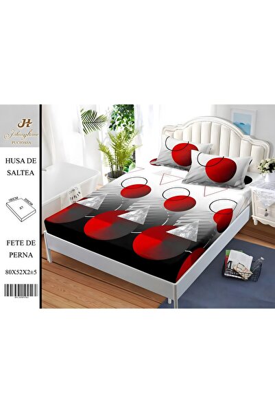 PlayFun Satin Cotton Bed Cover 2 Persons 3 Pieces with Stretchy 180x200 cm, M...