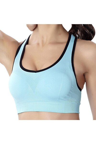 OEM SHEKINI Sutien Sportiv Dama Strong Hold pentru Sală Fitness Yoga Albastru L