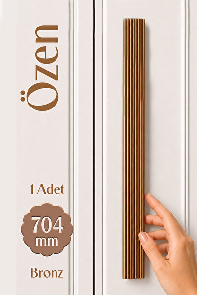 Badem10 Özen (1 Adet) Bronz 704 mm Çizgili Metal Modern Mobilya Dolap Çekmece...