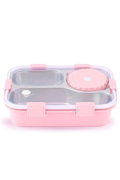 STAR BABiES - 4 Compartments Stainless Steel Bento Lunch Box - Pink