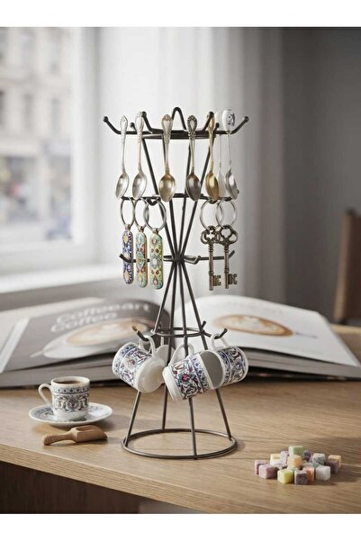 ÇEÇEN HOME Multi-Purpose Stand-25 cm - Jewelry Organizer with Hanger - Coffee...