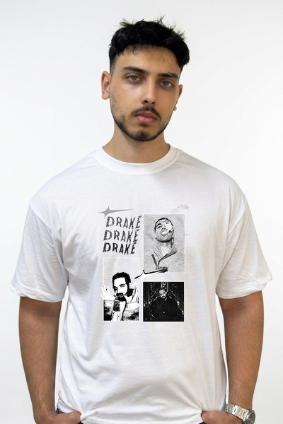 Anetos Drake_47 Design Printed Oversize White T-Shirt