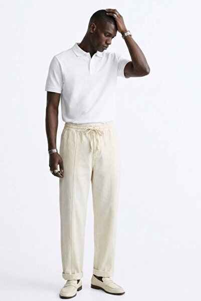 BARRELS AND OIL Men's Trousers with Grass Stitching on the Front and Elastic ...