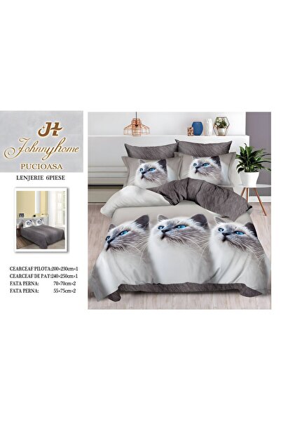 naniland.ro Lenjerie de Pat Bumbac Satinat 2 Persoane 6 Piese Fără Elastic 20...
