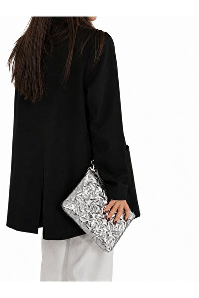 bag Silver Rugan Yıldız Desenli Kadın El Çantası & Bileklik Askılı Portföy Çanta