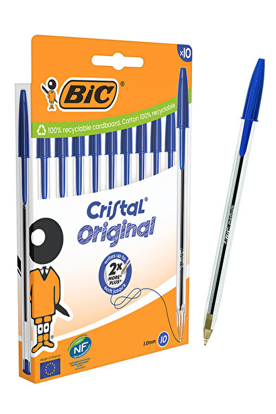 Bic στυλό διαρκείας ballpoint Cristal Original, 1mm μύτη, μπλε, 10τμχ