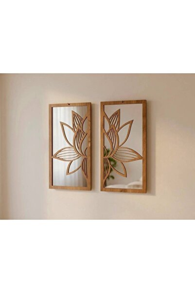 ERGEÇ TASARIM Lotus Serisi Aynalı Dekoratif Duvar Paneli 2 Parça | 20x40 cm &...