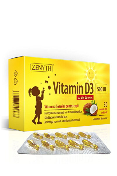 ZENYTH Vitamin D3 500 UI cu Ulei de Cocos pentru Copii 30cps
