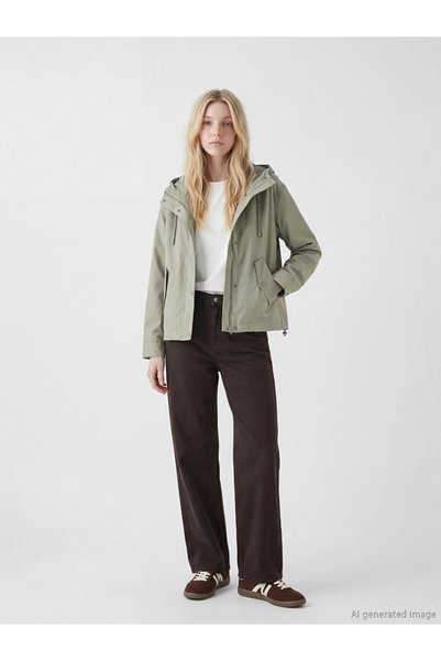 LC Waikiki Xside Khaki Hooded Oversize Women's Jacket