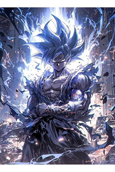 Suvrart Anime Tablo Dragon Ball Tasarımlı Goku Karakteri Parlak Premium Metal...