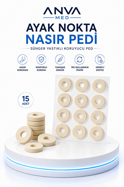 ANVA MED Ayak Nokta Nasır Pedi – Sünger Yastıklı Koruyucu Ped (15 Adet)