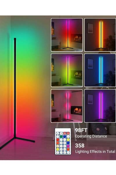 Generic Smart RGB Gradient Corner Floor Lamp – Remote Controlled Multicolor L...