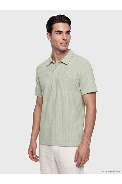LC Waikiki Peak New Season Polo Collar Textured Men's T-Shirt