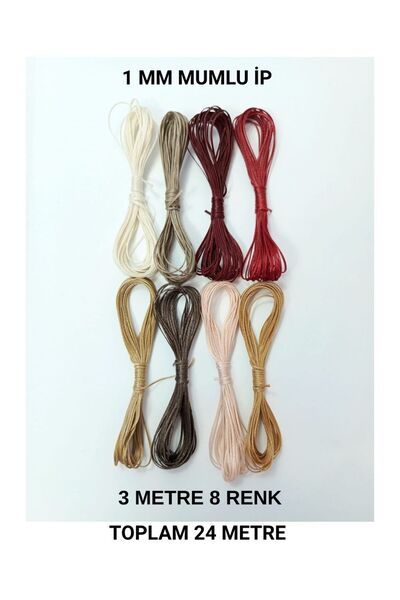 Eskişehir hobi sanat 1 мм 3 метра 8 цвята Восъчен конец (ОБЩО 24 МЕТРА) Дизай...