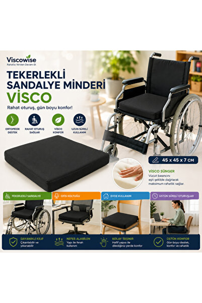 viscowise TEKERLEKLİ SANDALYE MİNDERİ VİSCO/45*45*7 CM (ÇANTALI)