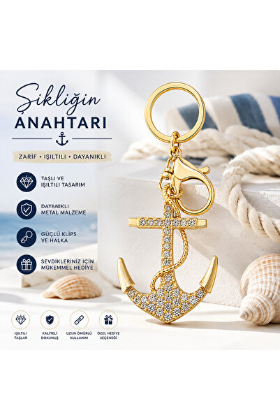 ela777 Anchor Figured Stone Embroidered Keychain Bag Charm Luck Keychain 777