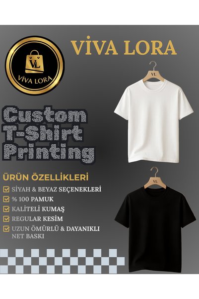 VİVA LORA Habibi Dubai Printed Unisex 100% Cotton Crewneck Regular T-Shirt