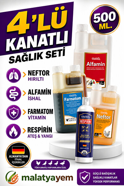 Munich Vet 4 Lü Kanatlı Set - Alfamin Neftor Farmatom Respırın 500Ml