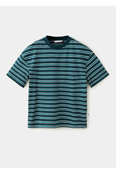 MANGO Kids %100 çizgili pamuklu tişört