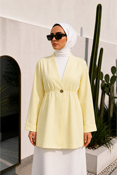 bellura Beli Lastikli Kolu Katlamalı Düğmeli Krep Kimono