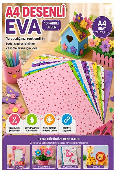Artmaster Patterned Eva 10 Colors A4 20X30Cm 1 Pack Bubu Patterned Eva Sponge...