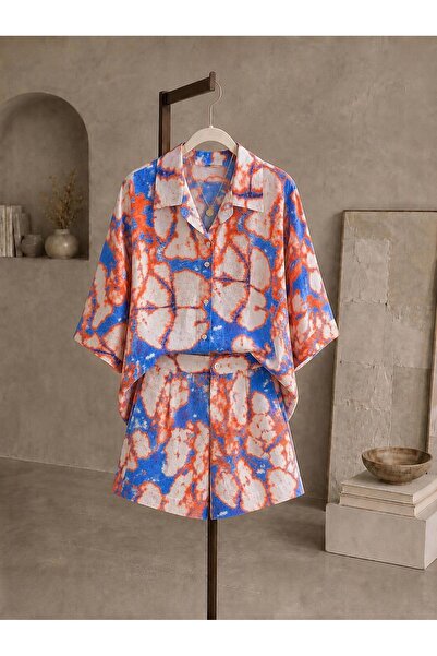 sumoda Women's Tiril Tiril Fabric Shirt Shorts Set