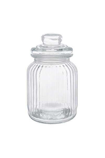 Jumbo Recipient decorativ din sticlă pentru bomboane, cu capac, transparent, 1 L