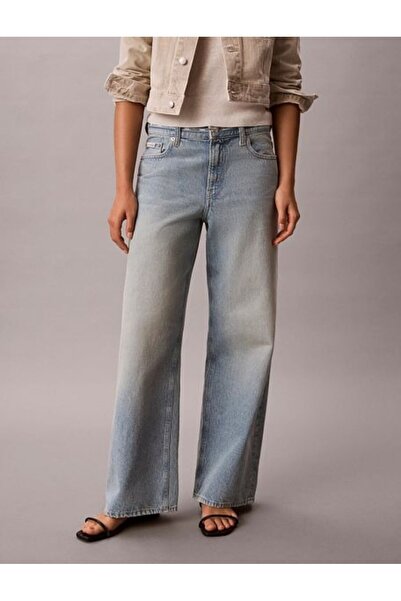 Calvin Klein LOW RISE LOGO TAPE MAVİ KADIN BAGGY JEAN PANTOLON