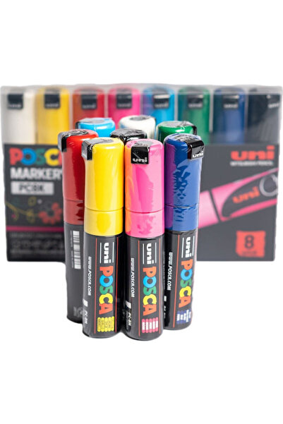 UNİ-BALL Uni Posca Marker pentru afișe PC 8K Set de 8 culori