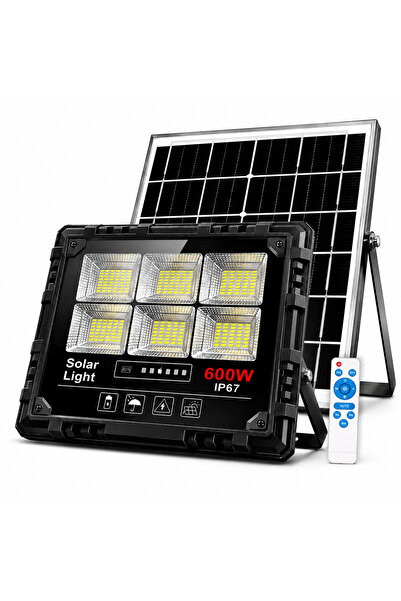 Jortan Proiector Solar LED 600W IP67 cu Panou Solar Monocristalin, Telecomand...