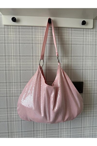 MUTE BAG Pink Sequin shopper / Pembe Pullu Kadın Omuz Çantası (28*49)