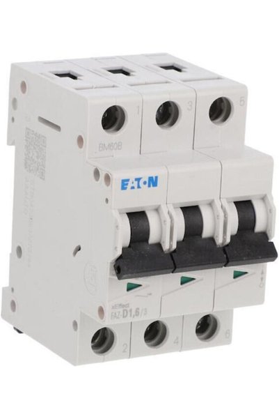 Eaton Întrerupător de putere 3P D 1,6A 15kA AC Faz-d1,6/3 278883