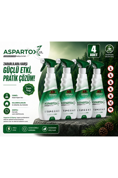 BİYODEM KİMYA Aspartox Ul 400ml * 4 ADET (Genel Haşere Çözümü Sivrisinek,Kara...