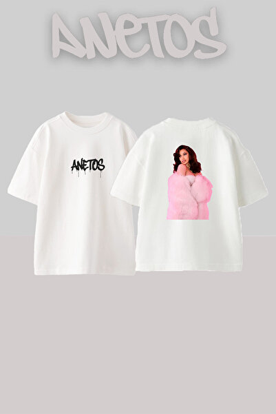 Anetos Cardi B_25 Design Printed Unisex Oversize Fit White Tshirt