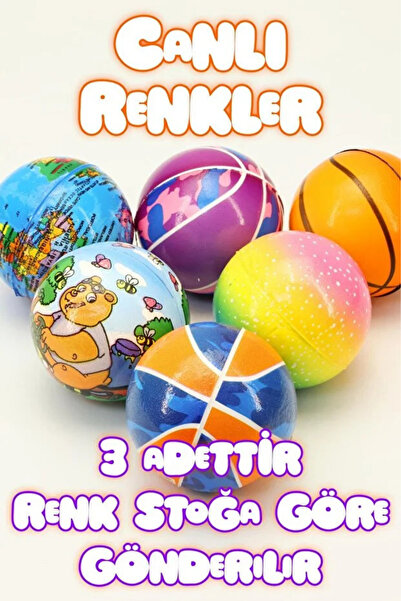 MİNGODAN Sünger Stres Topu 3 Adet 6 cm Sürpriz Renkli Yumuşak Sıkmalı Top El ...