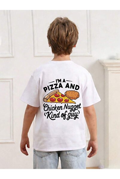 SVART WEAR Pizza and Chicken Nugget Printed Crew Neck 100% Cotton Short Sleev...