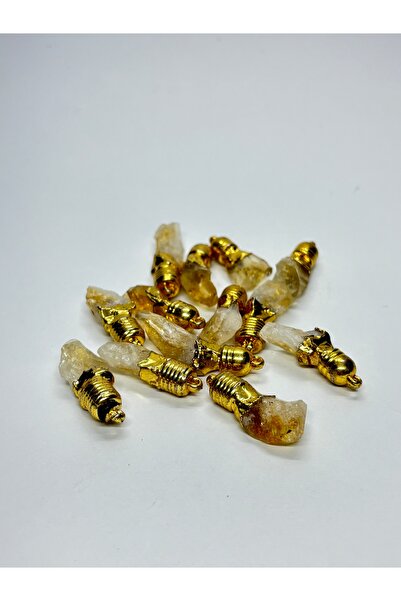 gemsartdeco Aa+ Citrine Natural Stone Pendant Gold Plated 1 Piece