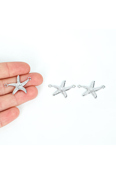 yfhobi 1 Adet - 28 mm Deniz Yıldızı Desenli Uç, Charm Uç, Rodyum Kaplama 1.Ka...