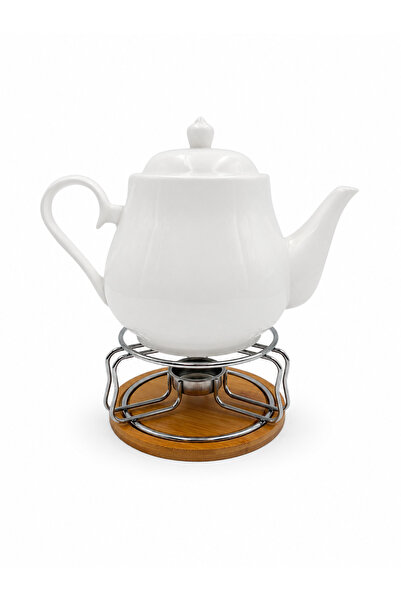 BRANDLESS Ceainic ceramic cu suport metalic pentru servire