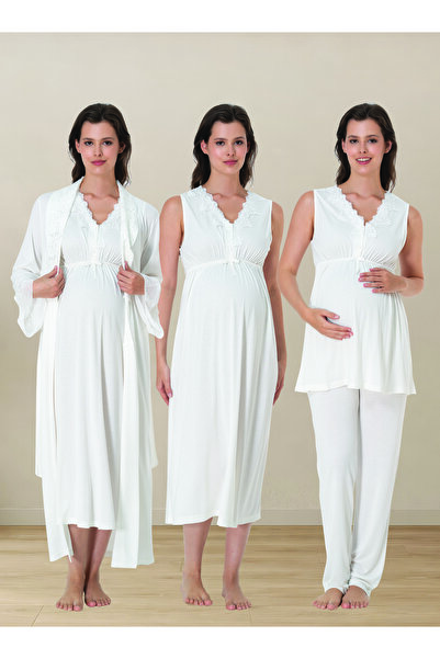 by İGP Maternity Dressing Gown, Nightgown and Pajama Set, 4-Piece Maternity Set