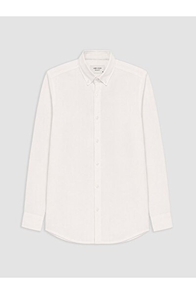 LC Waikiki Lcw Vision White Regular Fit Linen Blend Men's Shirt