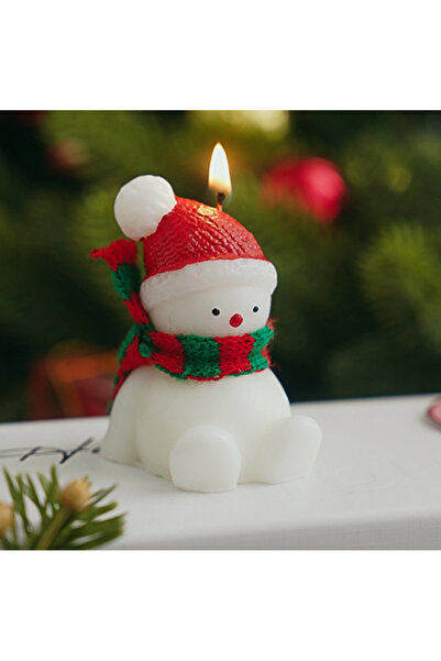 mutlu adım 4 Adet Yılbaşı Mum Seti Kardan Adam Kar Tanesi Gingerbread Çam Ağacı