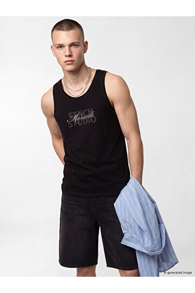 LC Waikiki Trendlucky with Difference U Neck Printed Men's Sleeveless T-Shirt
